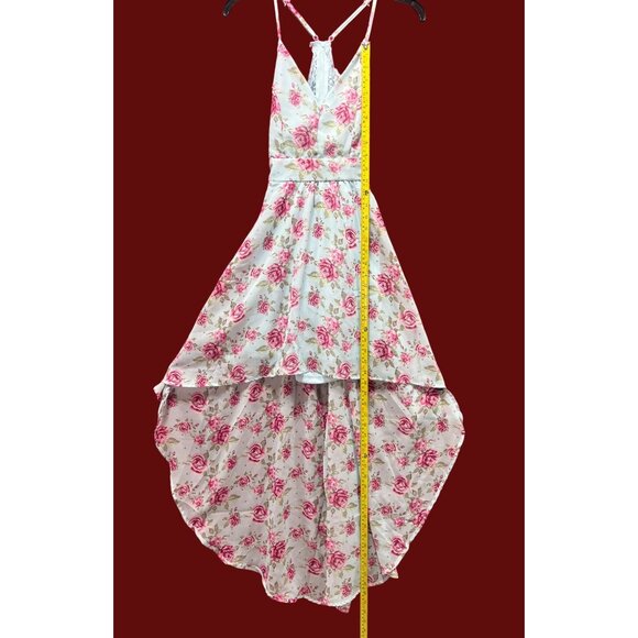 Rue 21- Women's Summer Sleeveless High Low Hem Ruffle-Floral Dress-Light Blue-XS - Picture 7 of 16